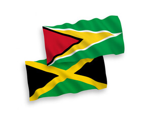 Flags of Co-operative Republic of Guyana and Jamaica on a white background