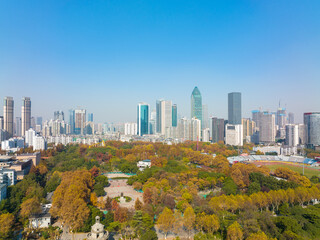 Obraz premium Wuhan Zhongshan Park late autumn aerial scenery in Hubei, China 