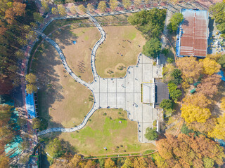 Wuhan Zhongshan Park late autumn aerial scenery in Hubei, China
