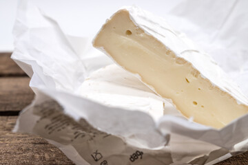 Photos of camembert cheese with white mold
