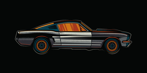 Original vector illustration. An old custom retro car. A design element.