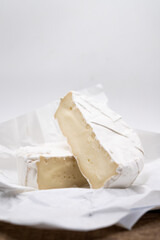 Fototapeta na wymiar Photos of camembert cheese with white mold