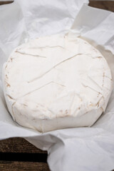 Photos of camembert cheese with white mold