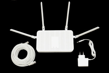 Wi-Fi router kit on black background