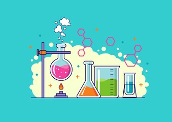 Chemical lab experiment illustration concept designs