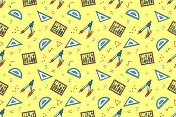 School kids fun cartoon seamless pattern design