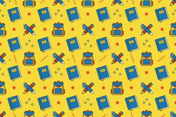 School kids fun cartoon seamless pattern design