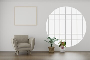 Fototapeta premium living room design.picture frame. empty room design interior 3d render