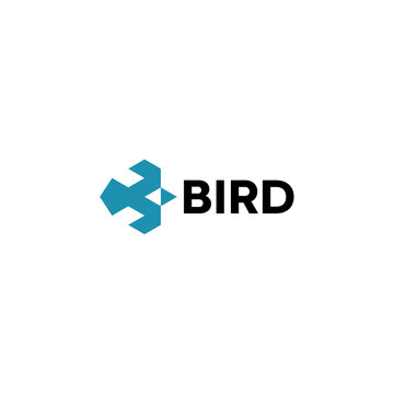 Abstract bird logo design with geometric vector graphic