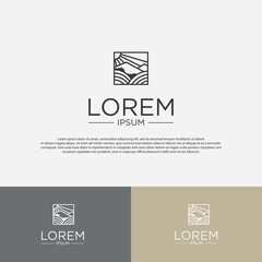 logo design template, with minimalistic line mountains icon