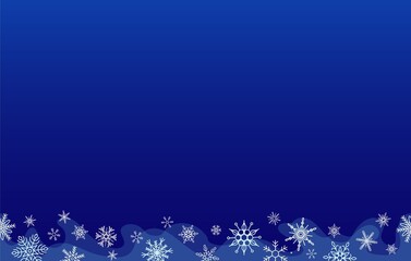 Snowflakes seamless stripe, horizontal copyspace element with dark blue background. Endless vector design element for prints, washi etc