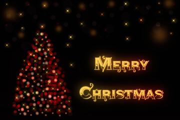 Banner with Christmas tree and Merry Christmas inscription