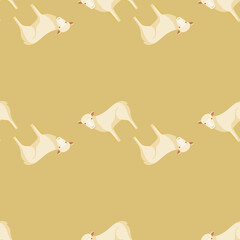 Seamless pattern of sheep. Domestic animals on colorful background. Vector illustration for textile.