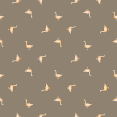Seamless pattern of goose. Domestic animals on colorful background. Vector illustration for textile.