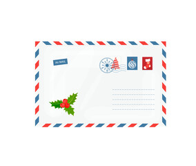 Vector template for a Christmas letter envelope on a white background.