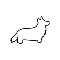 vector contour silhouette of a Welsh corgi, silhouette of a dog isolated