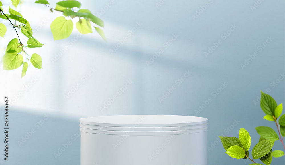 Fototapete beautiful elegant delicate background for presentations in form of empty round pedestal, podium agai