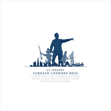 SUBHASH CHANDRA BOSE- 23 JANUARY VECTOR ILLUSTRATION.