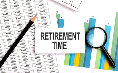 RETIREMENT TIME text on white card on the chart background