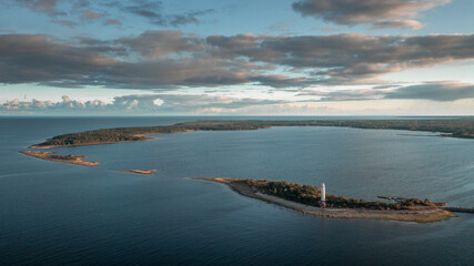 Coast and lighthouse Lange Erik on north coast of the island of Öland in the east of Sweden from...