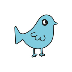 vector color doodle cartoon bird icon, isolated