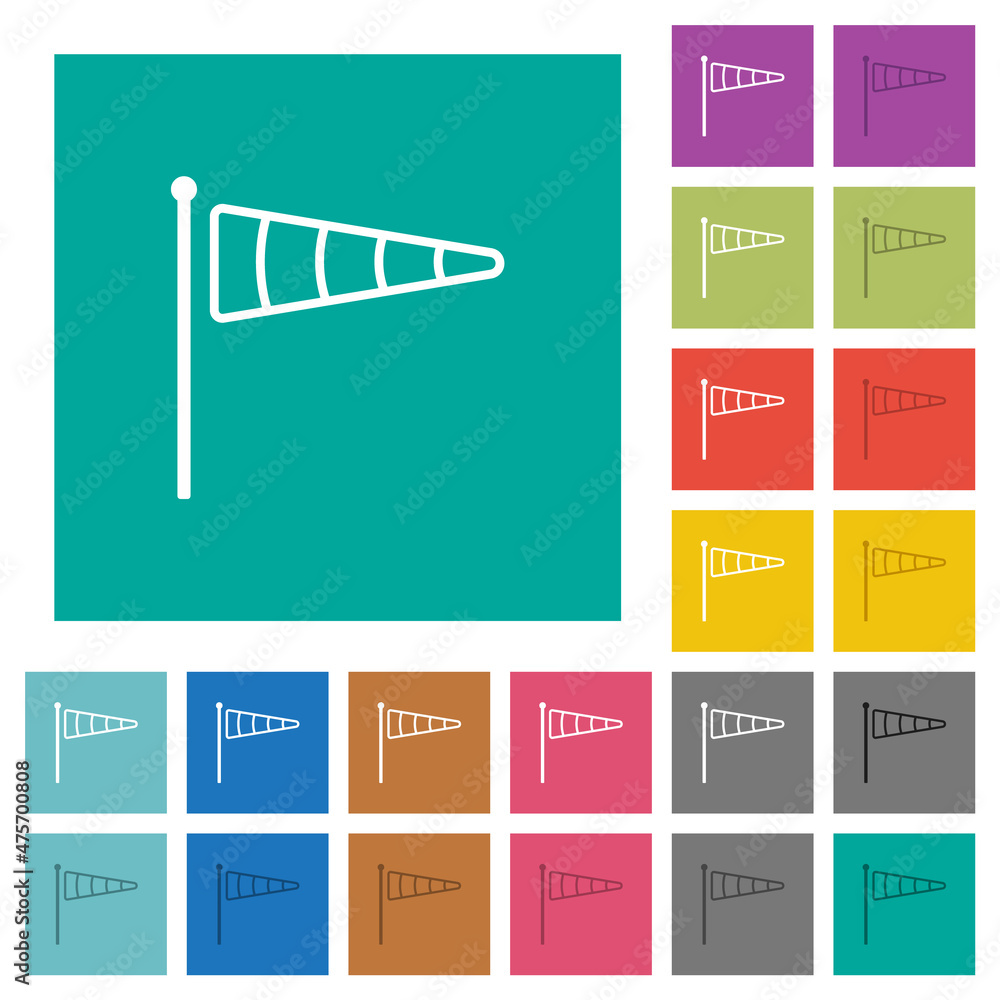 Poster Windsock indicator outline square flat multi colored icons