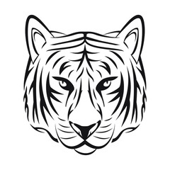 Line art vector of smart tiger face