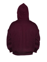 Blank hoodie sweatshirt color maroon on invisible mannequin template back view on white background
