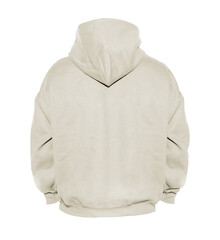 Blank hoodie sweatshirt color sand on invisible mannequin template back view on white background
