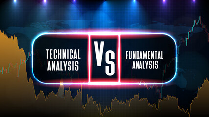 abstract futuristic technology background of fundamental analysis vs technical analysis stock market Price Chart - obrazy, fototapety, plakaty