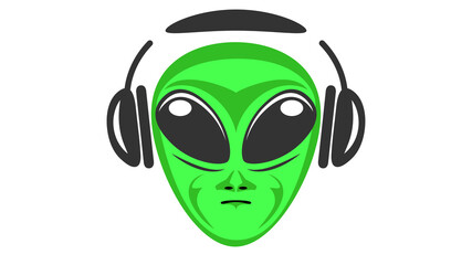 Alien head with a dj headphones