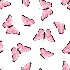 Pink butterflies vector seamless pattern © DELYRICA
