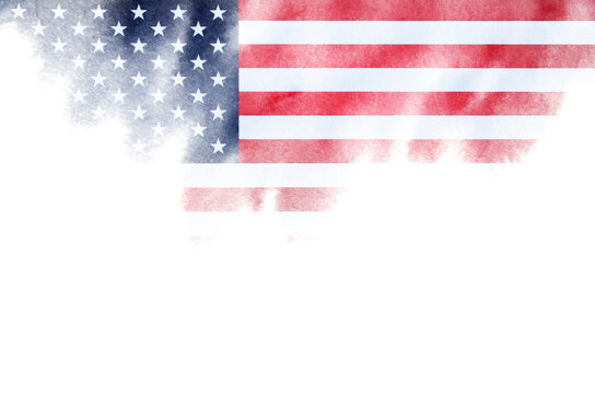 Flag of USA in brush stroke background.