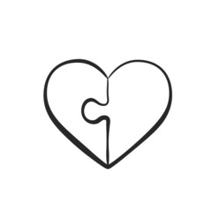 hand drawn puzzle heart. romantic and love symbol. vector element for valentine's day design