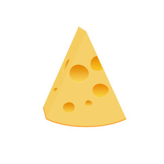 A piece of cheese with holes. Isolated on white background vector illustration.
