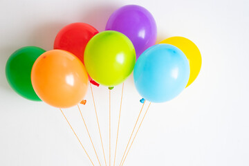 Multicolored balloons. Many colorful festive, joyful balloons. 