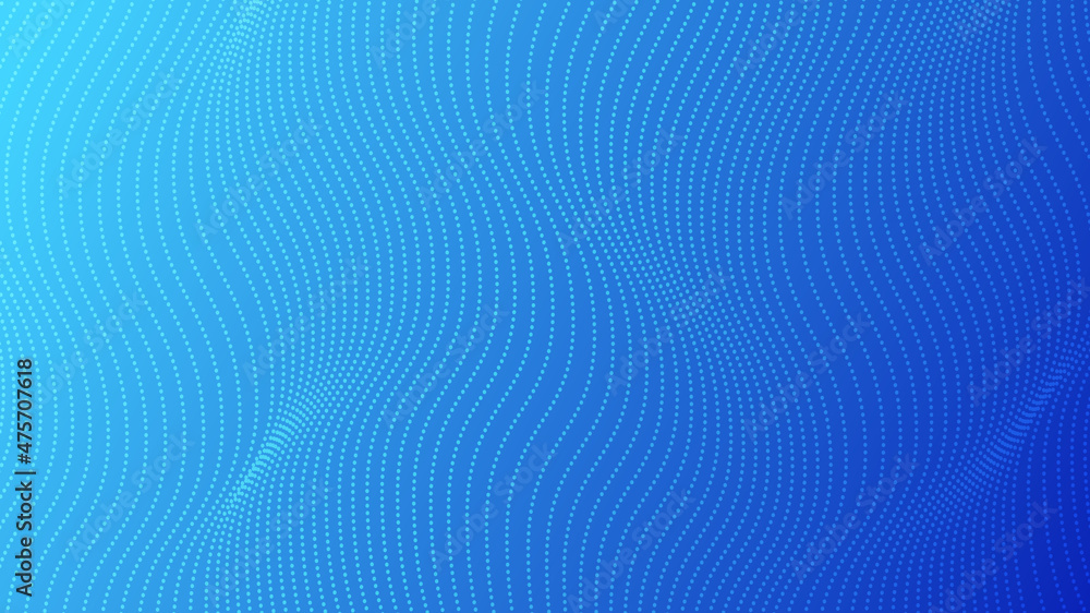 Poster futuristic 3d halftone pattern abstract blue circle dots on a blue gradient background. vector stock