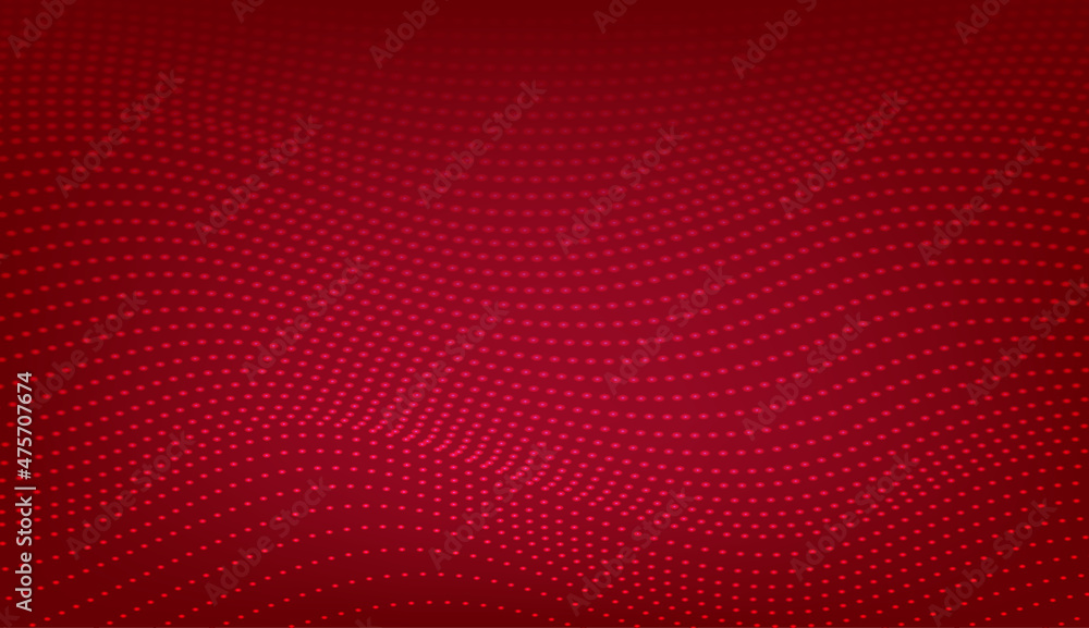 Poster futuristic 3d halftone pattern abstract red circle dots on a red gradient background. vector stock i