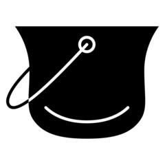 A pot for eating outside with a semicircular bottom. Camping, hiking, traveling. Vector icon, glyph, isolated