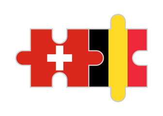 puzzle pieces of switzerland and belgium flags. vector illustration isolated on white background