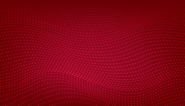 Futuristic 3d Halftone Pattern Abstract Red Circle Dots On A Red Gradient Background. Vector Stock Illustration