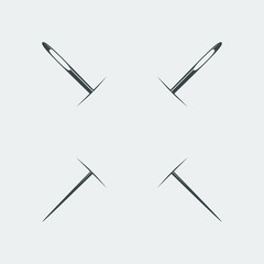 Sewing needles graphic icon. Sign isolated on white background. Tailoring symbol. Vector illustration