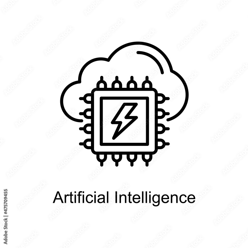 Poster artificial intelligence vector outline icon design illustration. digitalization and industry symbol 
