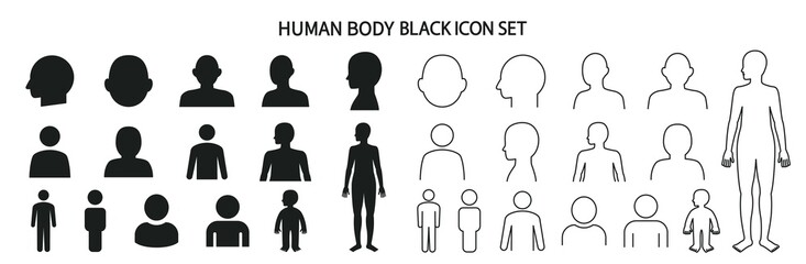 Simple human body silhouette set