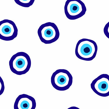 Seamless pattern with Cartoon Evil eyes Blue Evil eye Hamsa Hand of  Fatima Eye of Providence Vector illustrations of amulets for print  fabric wallpaper clothing wrapping paper Stock Vector Image  Art 