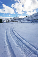 street road ice winter travel ski center in anilio metsovo greece