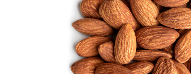 almond nut closeup group on white isolated