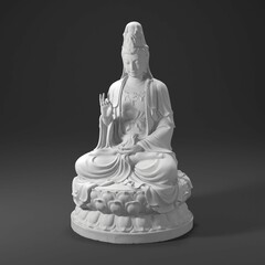 3D render art statue sculpture Chinese mythology Guanyin