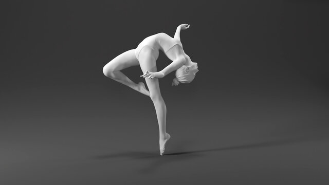 3D render art statue sculpture  dance woman ballet dancer studio