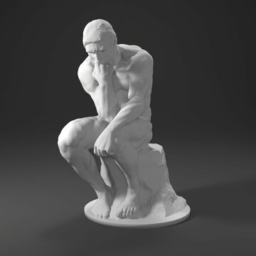 3D render art statue sculpture thinker musee Auguste Rodin france